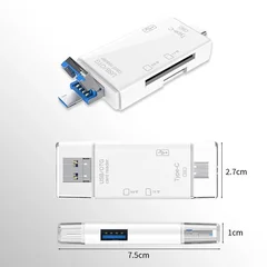 Lettore di schede 6 in 1, trasferimento ad alta velocità 5Gbps, adattatore flash drive Type C OTG SD TF USB 3.0 Micro USB-16