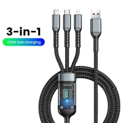 3-in-1 USB-C, Micro USB & Lightning Cable, 100W, 1.2m-7