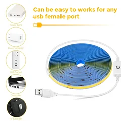 USB 5V COB Dimmable LED Strip with Touch Switch-2