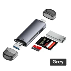 Leitor de cartão multifuncional 6 em 1 adaptador USB 3.0 para Type C e Micro OTG compatível com cartão TF, cartão SD e pen drive para notebook, celular Android e tablet-10