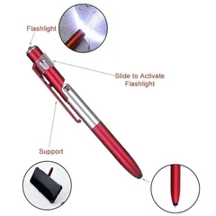 4-in-1 Folding Ballpoint Pen Touch Stylus Flashlight Tablet Phone Stand-4