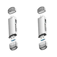 Leitor de cartão multifuncional 6 em 1 adaptador USB 3.0 para Type C e Micro OTG compatível com cartão TF, cartão SD e pen drive para notebook, celular Android e tablet-12