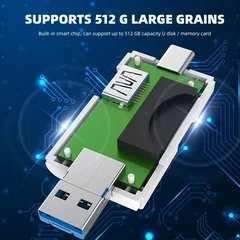 Lettore di schede 6 in 1, trasferimento ad alta velocità 5Gbps, adattatore flash drive Type C OTG SD TF USB 3.0 Micro USB-5