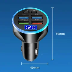 6-Port USB Car Charger, 4 USB + 2 PD, QC3.0-12