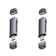 Leitor de cartão multifuncional 6 em 1 adaptador USB 3.0 para Type C e Micro OTG compatível com cartão TF, cartão SD e pen drive para notebook, celular Android e tablet-14