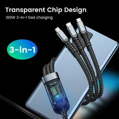 3-in-1 USB-C, Micro USB & Lightning Cable, 100W, 1.2m-4