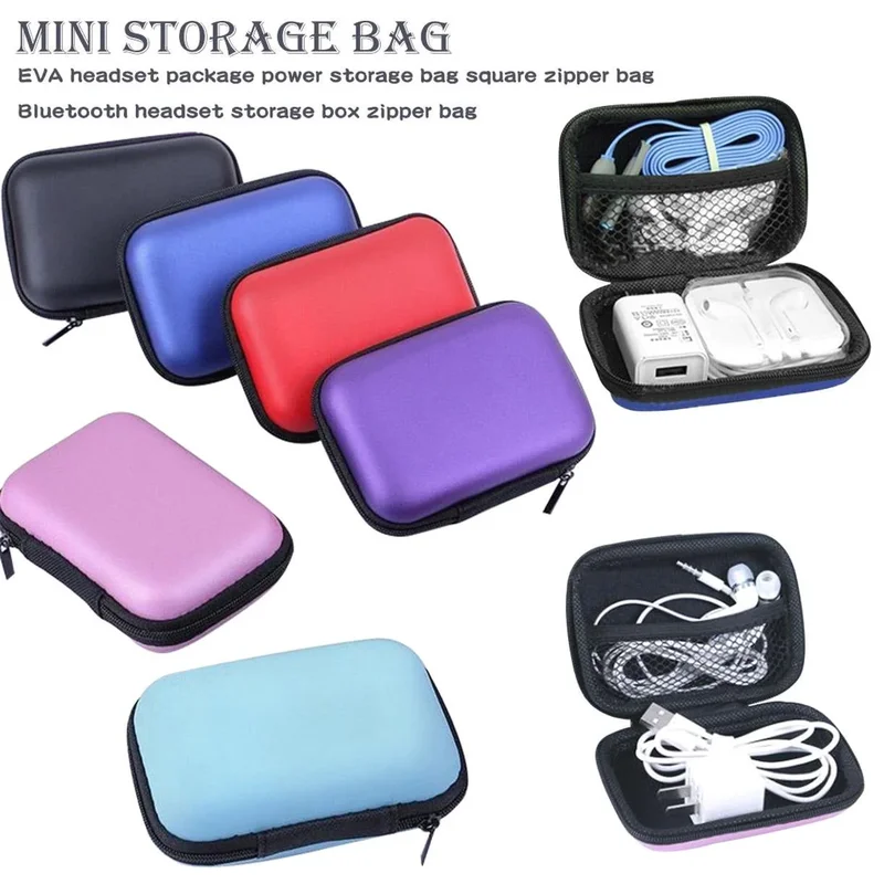 Mini Square EVA Storage Case Earphone Data Cable Portable Earphone Pouch