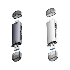 Leitor de cartão multifuncional 6 em 1 adaptador USB 3.0 para Type C e Micro OTG compatível com cartão TF, cartão SD e pen drive para notebook, celular Android e tablet-13