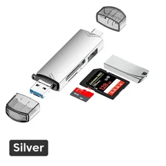 Leitor de cartão multifuncional 6 em 1 adaptador USB 3.0 para Type C e Micro OTG compatível com cartão TF, cartão SD e pen drive para notebook, celular Android e tablet-11