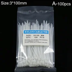 100-Pack Nylon Self-Locking Corrosion-Resistant Cable Ties Cable Management Fixed Ties-12