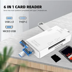 Lettore di schede 6 in 1, trasferimento ad alta velocità 5Gbps, adattatore flash drive Type C OTG SD TF USB 3.0 Micro USB-7