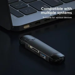 Leitor de cartão multifuncional 6 em 1 adaptador USB 3.0 para Type C e Micro OTG compatível com cartão TF, cartão SD e pen drive para notebook, celular Android e tablet-3