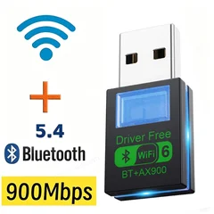 Karta sieciowa USB WiFi 6 Bluetooth 5.4 dwupasmowa 2.4G i 5GHz 900Mbps, bez sterowników-7
