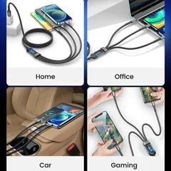 3-in-1 USB-C, Micro USB & Lightning Cable, 100W, 1.2m-2