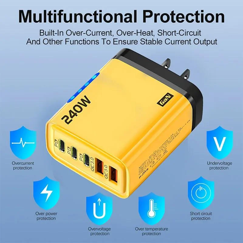 240W PD USB 5-Port Wall Charger Fast Charging Adapter EU Plug — Product detail image 5