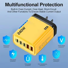240W PD USB 5-Port Wall Charger Fast Charging Adapter EU Plug-5
