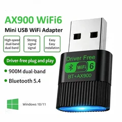 Karta sieciowa USB WiFi 6 Bluetooth 5.4 dwupasmowa 2.4G i 5GHz 900Mbps, bez sterowników-8