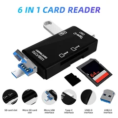 Lettore di schede 6 in 1, trasferimento ad alta velocità 5Gbps, adattatore flash drive Type C OTG SD TF USB 3.0 Micro USB-18