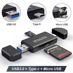 Lettore di schede 6 in 1, trasferimento ad alta velocità 5Gbps, adattatore flash drive Type C OTG SD TF USB 3.0 Micro USB-15