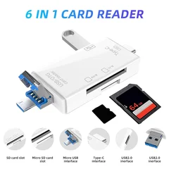 Lettore di schede 6 in 1, trasferimento ad alta velocità 5Gbps, adattatore flash drive Type C OTG SD TF USB 3.0 Micro USB-17