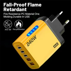 240W PD USB 5-Port Wall Charger Fast Charging Adapter EU Plug-14