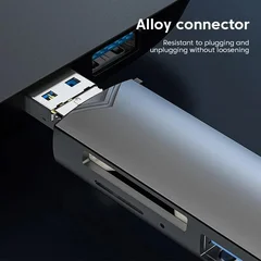 Leitor de cartão multifuncional 6 em 1 adaptador USB 3.0 para Type C e Micro OTG compatível com cartão TF, cartão SD e pen drive para notebook, celular Android e tablet-4