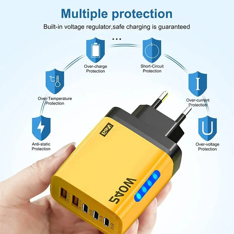 240W PD USB 5-Port Wall Charger Fast Charging Adapter EU Plug — Product detail image 4