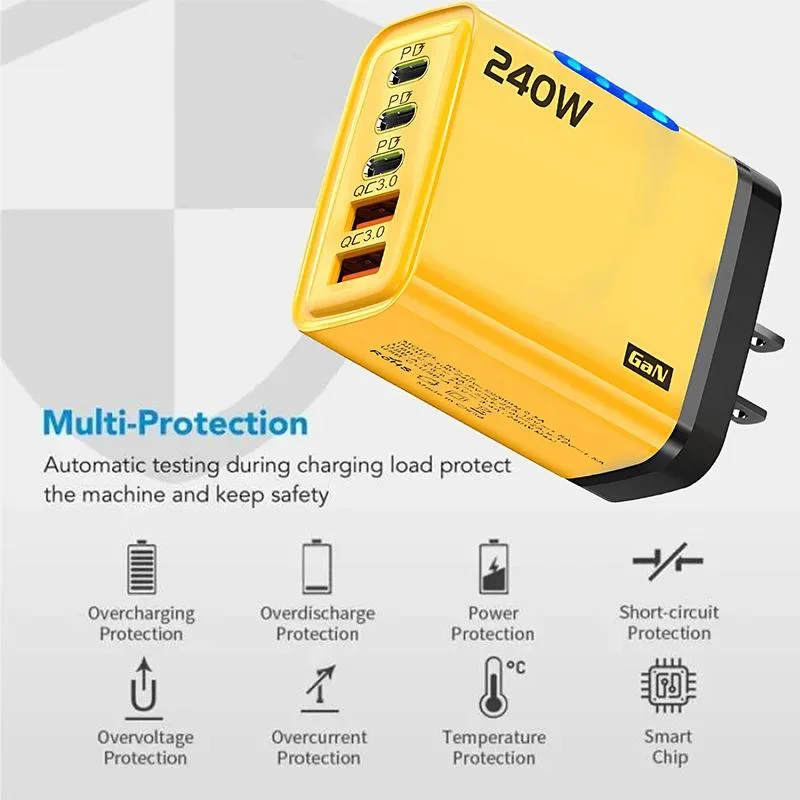 240W PD USB 5-Port Wall Charger Fast Charging Adapter EU Plug — Product detail image 8