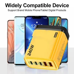 240W PD USB 5-Port Wall Charger Fast Charging Adapter EU Plug-6