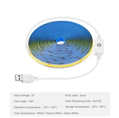 USB 5V COB Dimmable LED Strip with Touch Switch-9