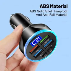 6-Port USB Car Charger, 4 USB + 2 PD, QC3.0-3