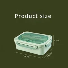 Square Compartment Microwaveable Bento Box with Utensils Leak-Proof Food Container-5