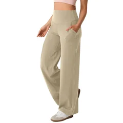 YYFS Women's Fashion Casual Solid Color Printed High Waist Pants Cropped Pants-13