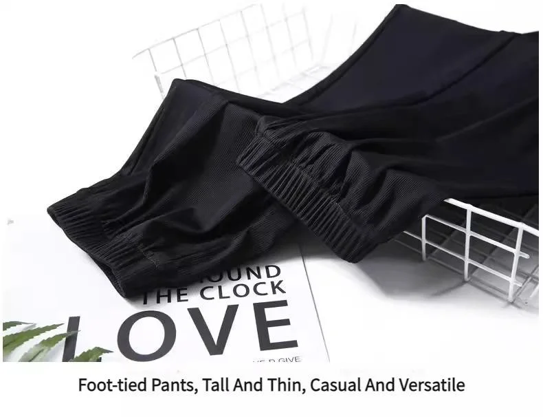 Pantalon large décontracté style streetwear léger uni taille élastiquée sarouel court femme — Image détaillée du produit 6