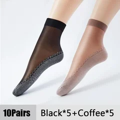Women's Summer Ultra-Thin Transparent Cotton Silk Lace Patchwork Crystal Short Socks-21