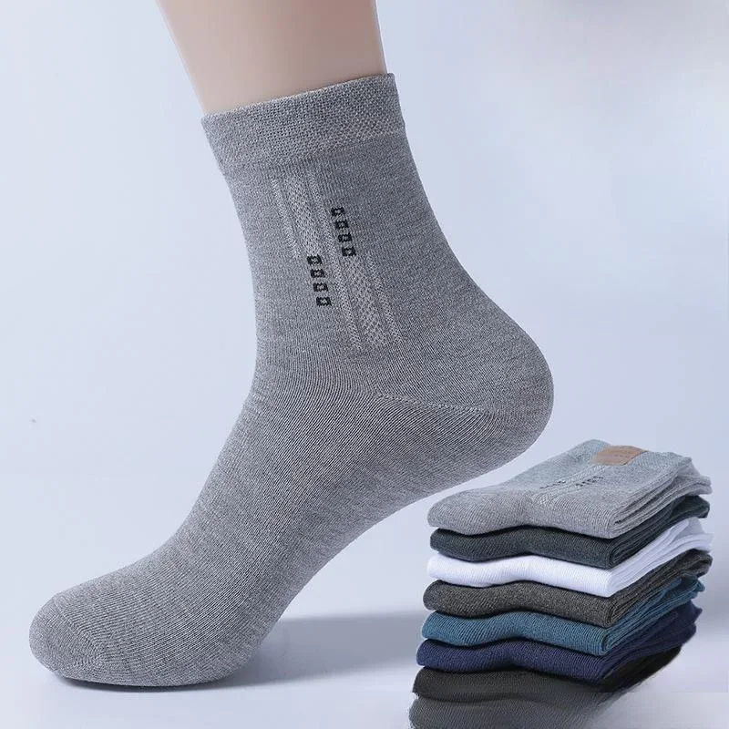 Men's spring and autumn breathable crew socks 5 pairs multi-color