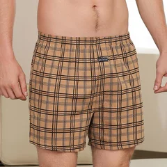 Plus Size Men's Cotton Plaid Boxer Briefs Loose Lounge Sleep Pants-2