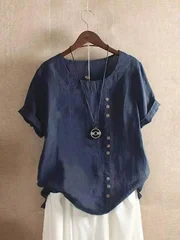 Women's Pure Cotton Solid Color Button Shirt for Spring and Autumn-4