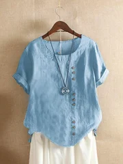 Women's Pure Cotton Solid Color Button Shirt for Spring and Autumn-5