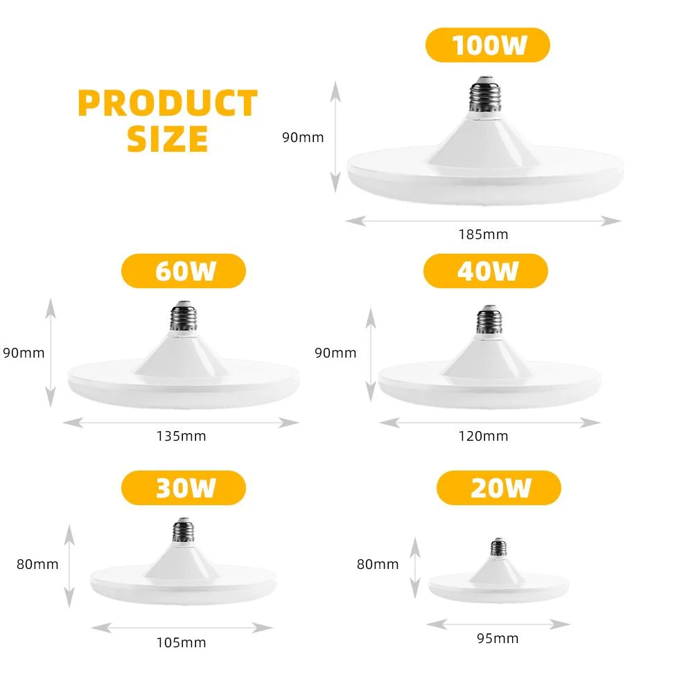 E27 LED-Lampe superhelle UFO-Leuchte energiesparende Deckenleuchte 20W/30W/40W/60W/100W — Produktdetailbild 2
