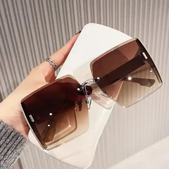 Occhiali da sole da donna montatura quadrata ampia lenti sfumate protezione UV occhiali da esterno-2