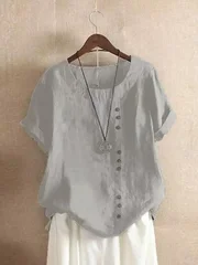 Women's Pure Cotton Solid Color Button Shirt for Spring and Autumn-15