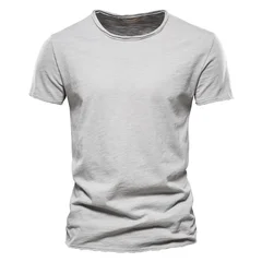 Usegiraffe Men's Crew Neck Slim Fit 100% Cotton Stretch Short Sleeve T-Shirt-13