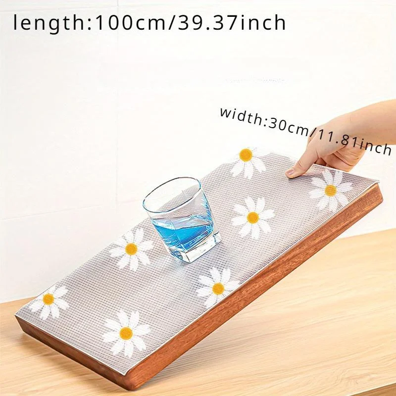 Plastic Floral Non-Slip Waterproof Dust-Proof Moisture-Proof Refrigerator Cabinet Mat Roll — Product detail image 1