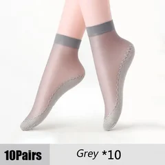 Women's Summer Ultra-Thin Transparent Cotton Silk Lace Patchwork Crystal Short Socks-16