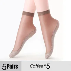 Women's Summer Ultra-Thin Transparent Cotton Silk Lace Patchwork Crystal Short Socks-26