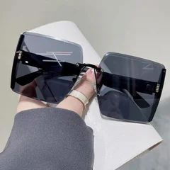 Occhiali da sole da donna montatura quadrata ampia lenti sfumate protezione UV occhiali da esterno-6