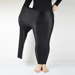 Plus Size High Stretch Shiny Women's Casual Leggings Sport Pants-3