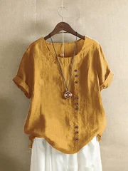 Women's Pure Cotton Solid Color Button Shirt for Spring and Autumn-11