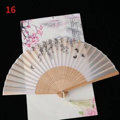 Silk Folding Fan with Bamboo Ribs & Tassel-20